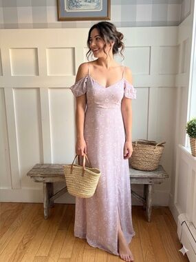 Birdy Grey Blush Pink Floral Cold-Shoulder Maxi Dress XS